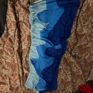 sleeveless mock neck mesh ruched mini dress